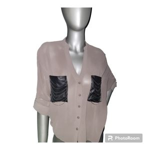 Tan and Black Blouse